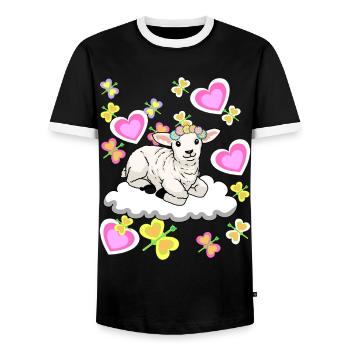 Spring Sheep Sheep Lamb Cloud Kids Child Baby - Men's Ringer Shirt - black/white - Front - AI Model Female 172 light (172cm) & AI Model Male 178 light (178cm)
