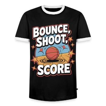 Dribbler, tirer, marquer – le plaisir du basketball - T-shirt contrasté Homme - noir/blanc - Devant - AI Model Female 172 light (172cm) & AI Model Male 178 light (178cm)