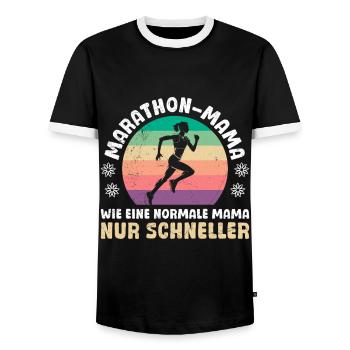 Mutter MARATHON MAMA WIE EINE NORMALE MAMA Lustig - Männer Kontrast-T-Shirt - Schwarz/Weiß - Vorne - AI Model Female 172 light (172cm) & AI Model Male 178 light (178cm)