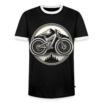VTT Aventure Vélo Nature - T-shirt contrasté Homme - noir/blanc - Devant - AI Model Female 172 light (172cm) & AI Model Male 178 light (178cm)