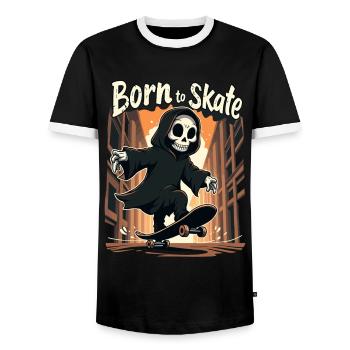 Grim Reaper Born to Skate Skater Skateboard - T-shirt contrasté Homme - noir/blanc - Devant - AI Model Female 172 light (172cm) & AI Model Male 178 light (178cm)