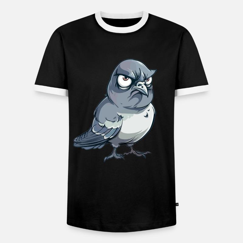 Grumpy Dove Comic Style - Men's Ringer Shirt - black/white