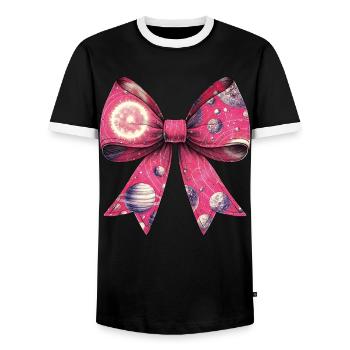 Kokette Bogen Sonnensystem Boho Planeten - Männer Kontrast-T-Shirt - Schwarz/Weiß - Vorne - AI Model Female 172 light (172cm) & AI Model Male 178 light (178cm)