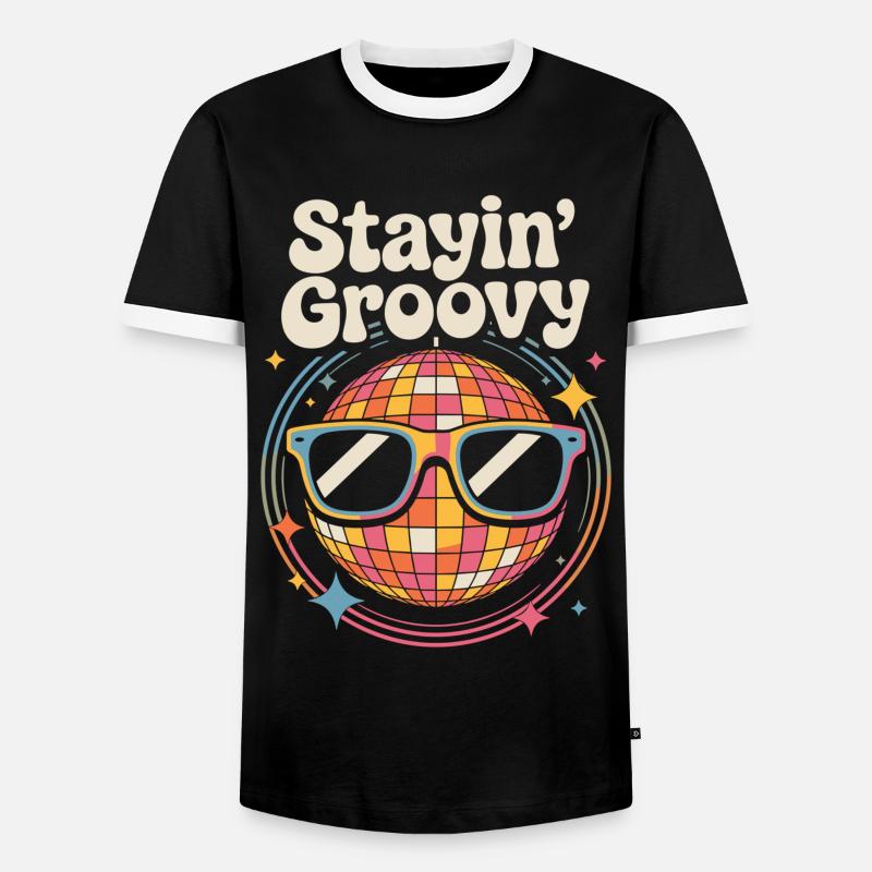 Bunte Diskokugel mit Sonnenbrille - Männer Kontrast-T-Shirt - Schwarz/Weiß