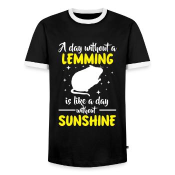 Lemming Vole Life Without Lemming - Men's Ringer Shirt - black/white - Front - AI Model Female 172 light (172cm) & AI Model Male 178 light (178cm)