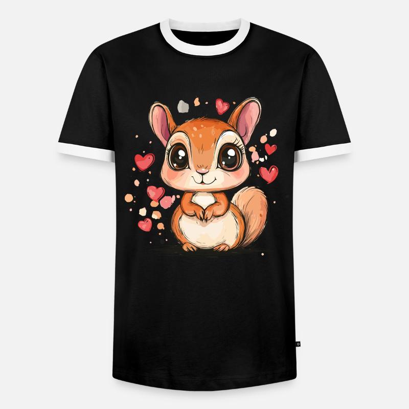 Liebes Eichhörnchen - Männer Kontrast-T-Shirt - Schwarz/Weiß