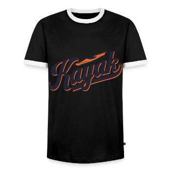 Kayak Adventure Lettering for Water Lovers - Men's Ringer Shirt - black/white - Front - AI Model Female 172 light (172cm) & AI Model Male 178 light (178cm)
