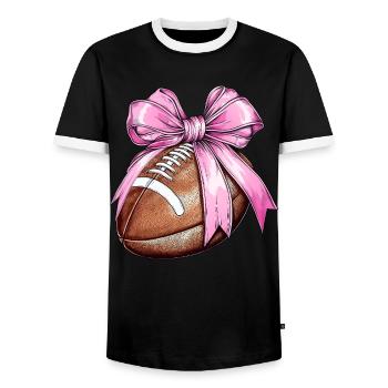Coquette Bow Joueur de Football Mère Fête des Mères - T-shirt contrasté Homme - noir/blanc - Devant - AI Model Female 172 light (172cm) & AI Model Male 178 light (178cm)