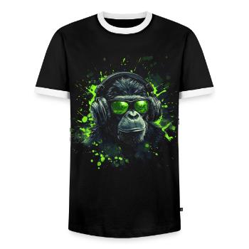 DJ Tenue cool Pop Art Techno Festival Singe - T-shirt contrasté Homme - noir/blanc - Devant - AI Model Female 172 light (172cm) & AI Model Male 178 light (178cm)