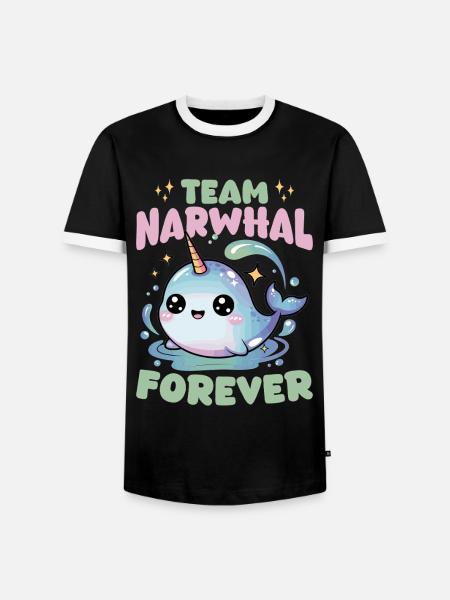 Narwhal Chibi Kawaii - Männer Kontrast-T-Shirt - Schwarz/Weiß