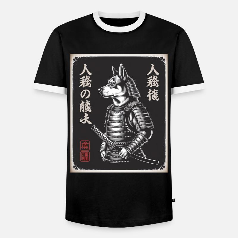 Hunde Samurai Im Japanischen Ukiyo-e - Männer Kontrast-T-Shirt - Schwarz/Weiß
