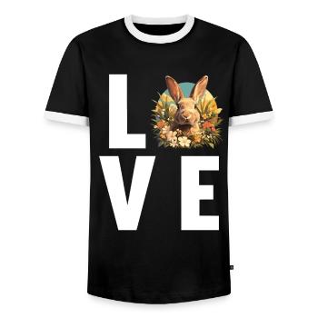 Bunny Bunny - Men's Ringer Shirt - black/white - Front - AI Model Female 172 light (172cm) & AI Model Male 178 light (178cm)