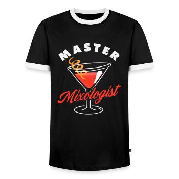 Master Mixologist Bartender Art - Men's Ringer Shirt - black/white - Front - AI Model Female 172 light (172cm) & AI Model Male 178 light (178cm)