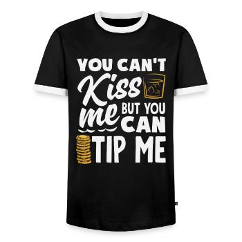 Tu ne peux pas m’embrasser, mais tu peux m’embrasser - T-shirt contrasté Homme - noir/blanc - Devant - AI Model Female 172 light (172cm) & AI Model Male 178 light (178cm)