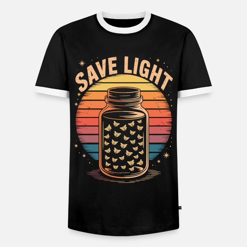 Save Light – Retro Glühwürmchen - Männer Kontrast-T-Shirt - Schwarz/Weiß