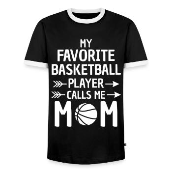Lustiger Basketball Spruch Mama - Männer Kontrast-T-Shirt - Schwarz/Weiß - Vorne - AI Model Female 172 light (172cm) & AI Model Male 178 light (178cm)