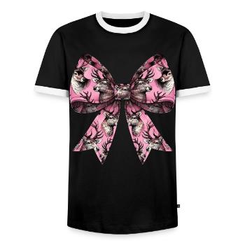 Coquette noeud motif renne Noël - T-shirt contrasté Homme - noir/blanc - Devant - AI Model Female 172 light (172cm) & AI Model Male 178 light (178cm)