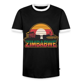 Discover the beauty of Zimbabwe: landscapes - Men's Ringer Shirt - black/white - Front - AI Model Female 172 light (172cm) & AI Model Male 178 light (178cm)