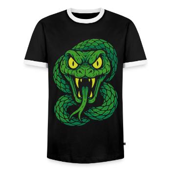 Wütende Giftschlange im Neonstil - Männer Kontrast-T-Shirt - Schwarz/Weiß - Vorne - AI Model Female 172 light (172cm) & AI Model Male 178 light (178cm)