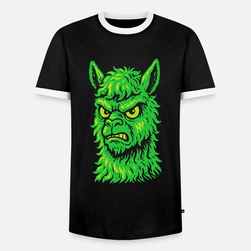 Wütendes Neon-Lama mit Killerblick - Männer Kontrast-T-Shirt - Schwarz/Weiß