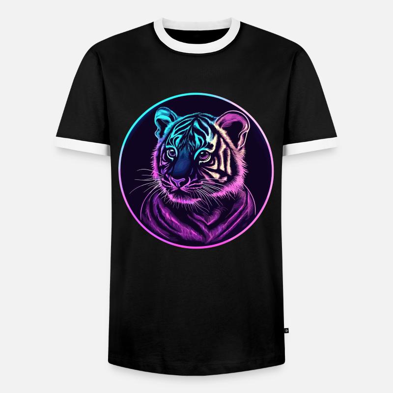 Neon Tigerblick - Männer Kontrast-T-Shirt - Schwarz/Weiß