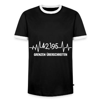 Läufer GRENZEN ÜBERSCHREITEN Laufen Lustiges - Männer Kontrast-T-Shirt - Schwarz/Weiß - Vorne - AI Model Female 172 light (172cm) & AI Model Male 178 light (178cm)