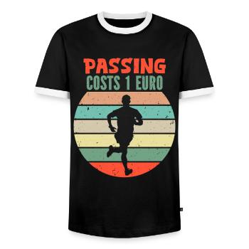 Läufer ÜBERHOLEN KOSTET 1 EURO Laufen Lustiges - Männer Kontrast-T-Shirt - Schwarz/Weiß - Vorne - AI Model Female 172 light (172cm) & AI Model Male 178 light (178cm)