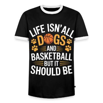 Basketball Saying Dogs Funny Basketball Gift - Men's Ringer Shirt - black/white - Front - AI Model Female 172 light (172cm) & AI Model Male 178 light (178cm)