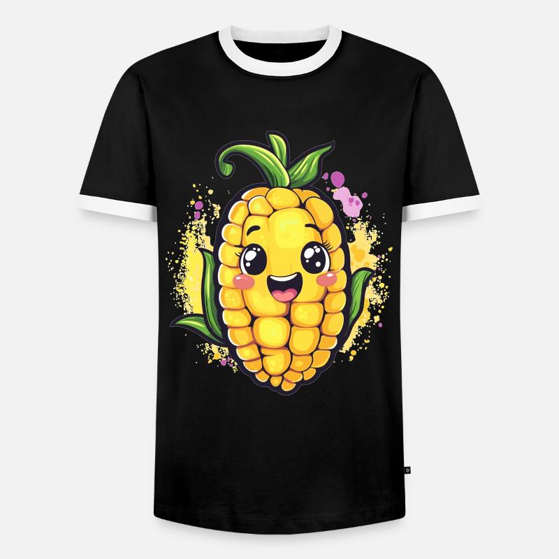 Fröhlicher Maiskolben - Männer Kontrast-T-Shirt - Schwarz/Weiß