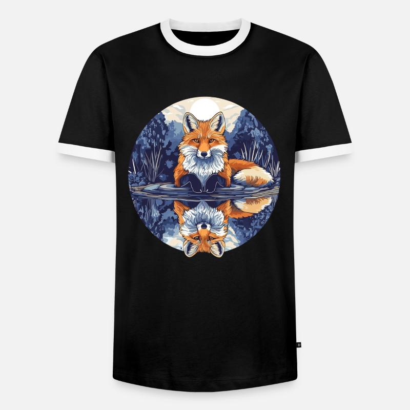 Fox with reflection - Men's Ringer Shirt - black/white