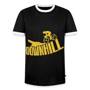 Mountainbiken DOWNHILL MTB Lustiges - Männer Kontrast-T-Shirt - Schwarz/Weiß - Vorne - AI Model Female 172 light (172cm) & AI Model Male 178 light (178cm)