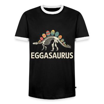 Eggasaurus Dinosaurier Skelett Mit Ostereiern - Männer Kontrast-T-Shirt - Schwarz/Weiß - Vorne - AI Model Female 172 light (172cm) & AI Model Male 178 light (178cm)