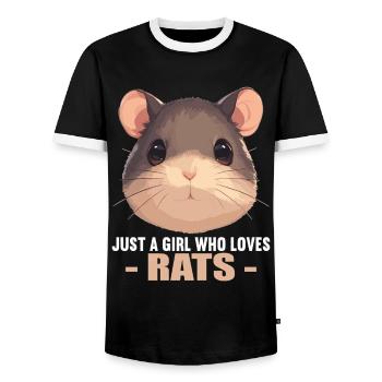 Rat Rat - Men's Ringer Shirt - black/white - Front - AI Model Female 172 light (172cm) & AI Model Male 178 light (178cm)
