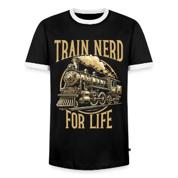Zugfahrer Lokführer Zugliebhaber Bahnhof - Männer Kontrast-T-Shirt - Schwarz/Weiß - Vorne - AI Model Female 172 light (172cm) & AI Model Male 178 light (178cm)