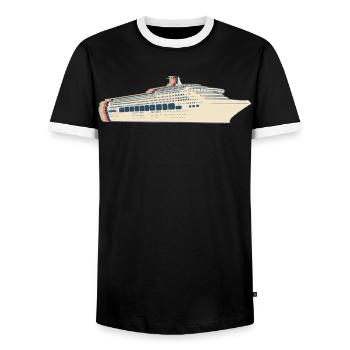 Cruise Cruise Vacation Retro Line Art - Men's Ringer Shirt - black/white - Front - AI Model Female 172 light (172cm) & AI Model Male 178 light (178cm)