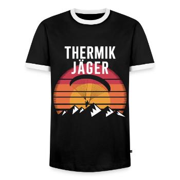 Thermik Gleitschirm Abenteuer Im Sonnenuntergang - Männer Kontrast-T-Shirt - Schwarz/Weiß - Vorne - AI Model Female 172 light (172cm) & AI Model Male 178 light (178cm)