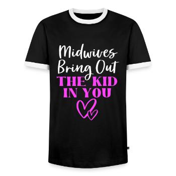 Midwife - Men's Ringer Shirt - black/white - Front - AI Model Female 172 light (172cm) & AI Model Male 178 light (178cm)