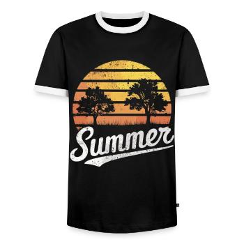 Sunset Forest Summer - Men's Ringer Shirt - black/white - Front - AI Model Female 172 light (172cm) & AI Model Male 178 light (178cm)