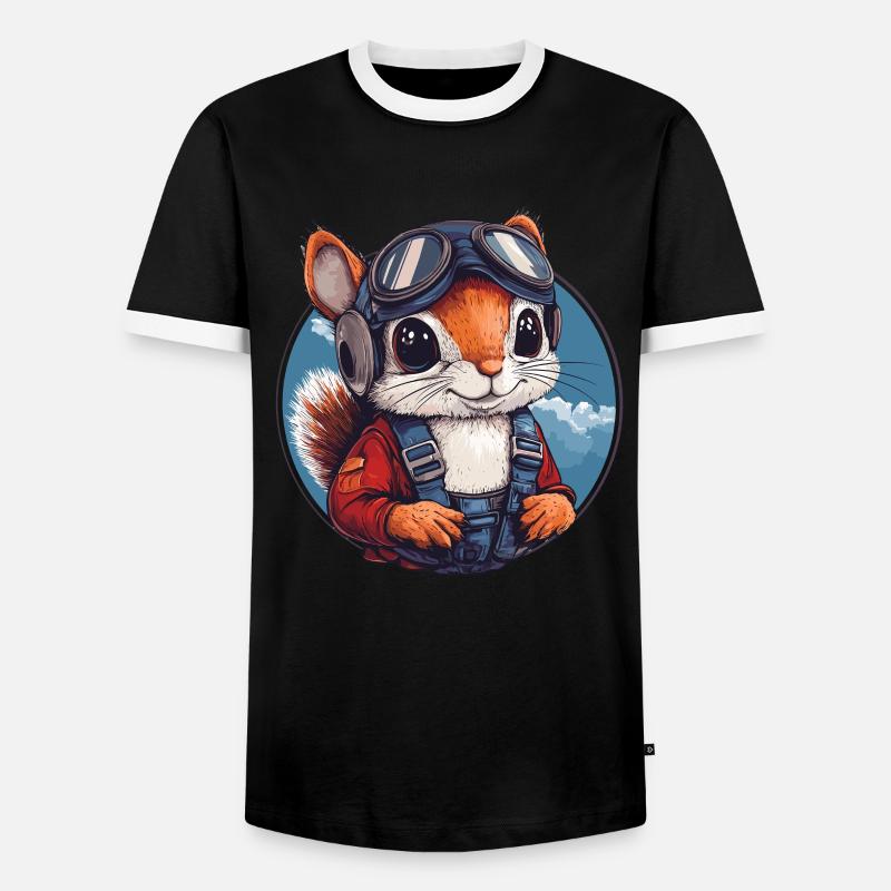 Fliegendes Eichhörnchen mit Brille - Männer Kontrast-T-Shirt - Schwarz/Weiß