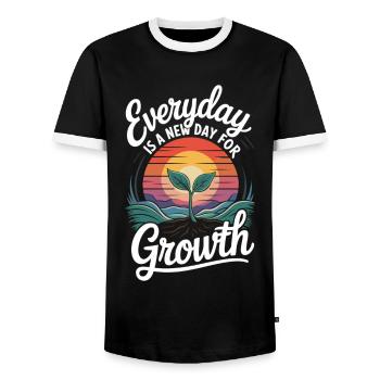 Jeder Tag bringt neues Wachstum - Männer Kontrast-T-Shirt - Schwarz/Weiß - Vorne - AI Model Female 172 light (172cm) & AI Model Male 178 light (178cm)