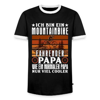 Vater BIN EIN MOUNTAINBIKE FAHRENDER PAPA Lustiges - Männer Kontrast-T-Shirt - Schwarz/Weiß - Vorne - AI Model Female 172 light (172cm) & AI Model Male 178 light (178cm)