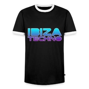 Ibiza Techno - Men's Ringer Shirt - black/white - Front - AI Model Female 172 light (172cm) & AI Model Male 178 light (178cm)