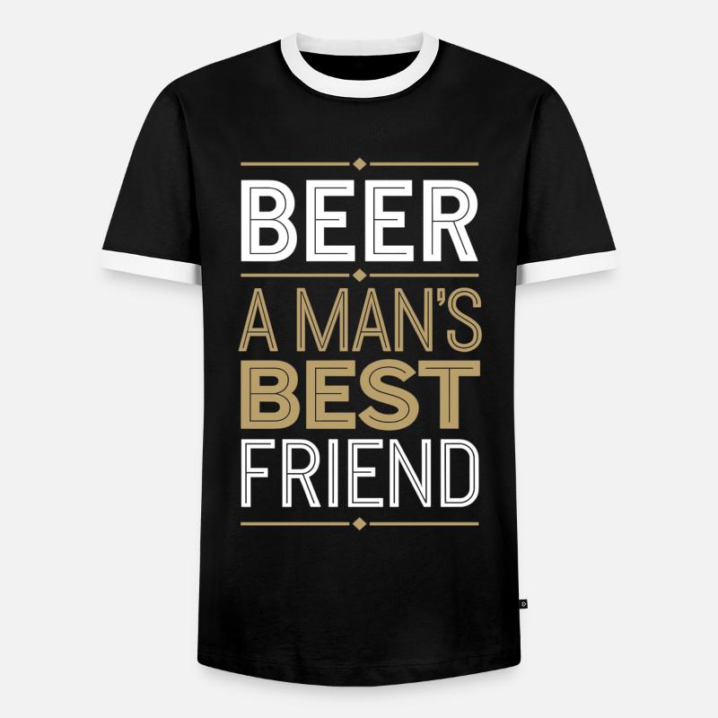 Männer und Bier – echte Freundschaft - Männer Kontrast-T-Shirt - Schwarz/Weiß
