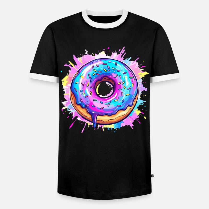 Bunte Donut Explosion - Männer Kontrast-T-Shirt - Schwarz/Weiß