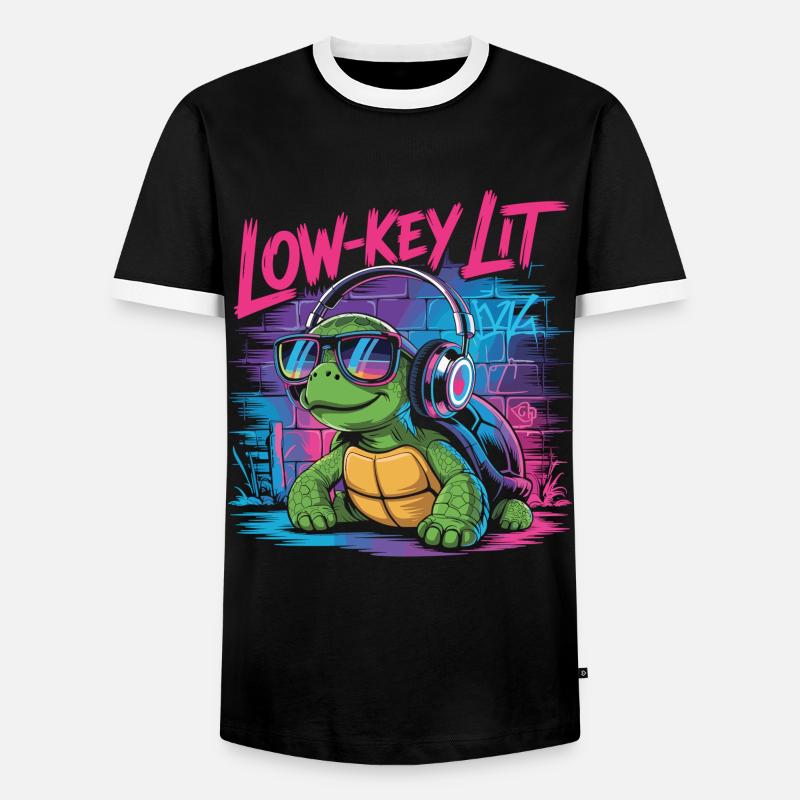 Low-Key Lit Turtle - Men's Ringer Shirt - black/white