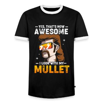 Mullet Haarschnitt Vokuhila - Männer Kontrast-T-Shirt - Schwarz/Weiß - Vorne - AI Model Female 172 light (172cm) & AI Model Male 178 light (178cm)