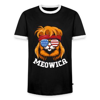 Vokuhila Haarschnitt Mullet - Männer Kontrast-T-Shirt - Schwarz/Weiß - Vorne - AI Model Female 172 light (172cm) & AI Model Male 178 light (178cm)