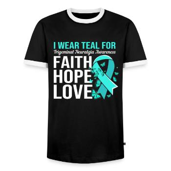 Trigeminal neuralgia - Men's Ringer Shirt - black/white - Front - AI Model Female 172 light (172cm) & AI Model Male 178 light (178cm)