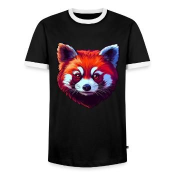 Portrait de panda roux - T-shirt contrasté Homme - noir/blanc - Devant - AI Model Female 172 light (172cm) & AI Model Male 178 light (178cm)