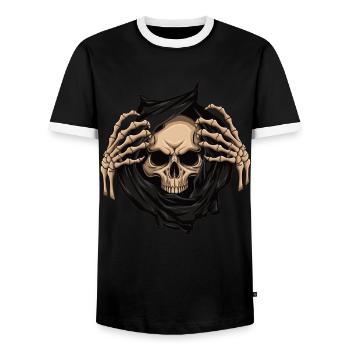 Grim Reaper révélé - T-shirt contrasté Homme - noir/blanc - Devant - AI Model Female 172 light (172cm) & AI Model Male 178 light (178cm)
